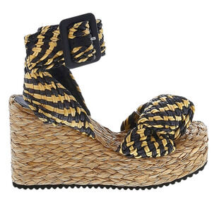 DODO BAR OR Penelope knotted faux leather espadrille wedge sandals heel 37 6.5 7